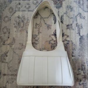 Vintage White Faux Leather Shoulder Bag